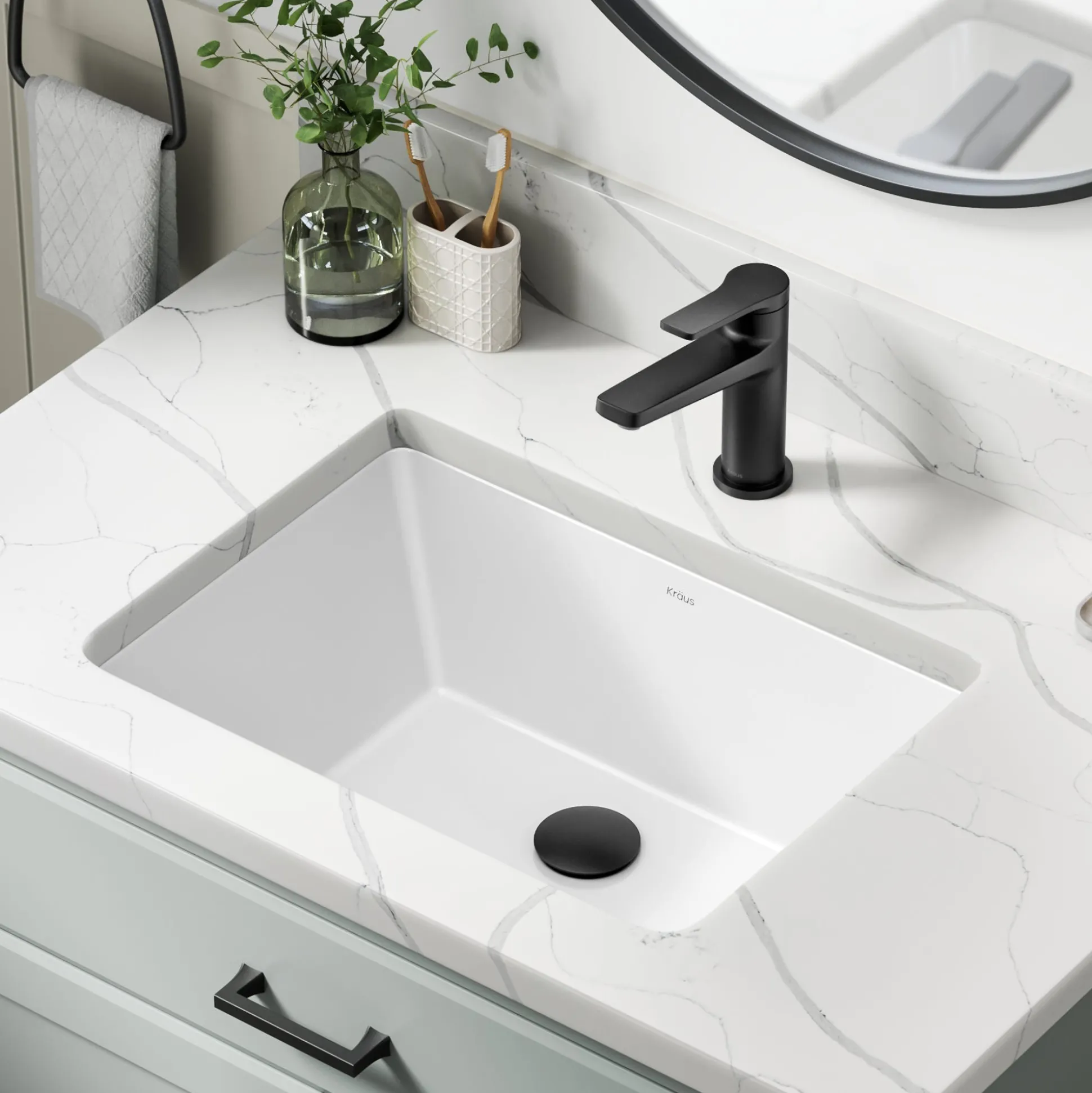 20 1/4" RectangularPorcelain CeramicUndermountBathroom Sinkin Whitewith OverflowDrain