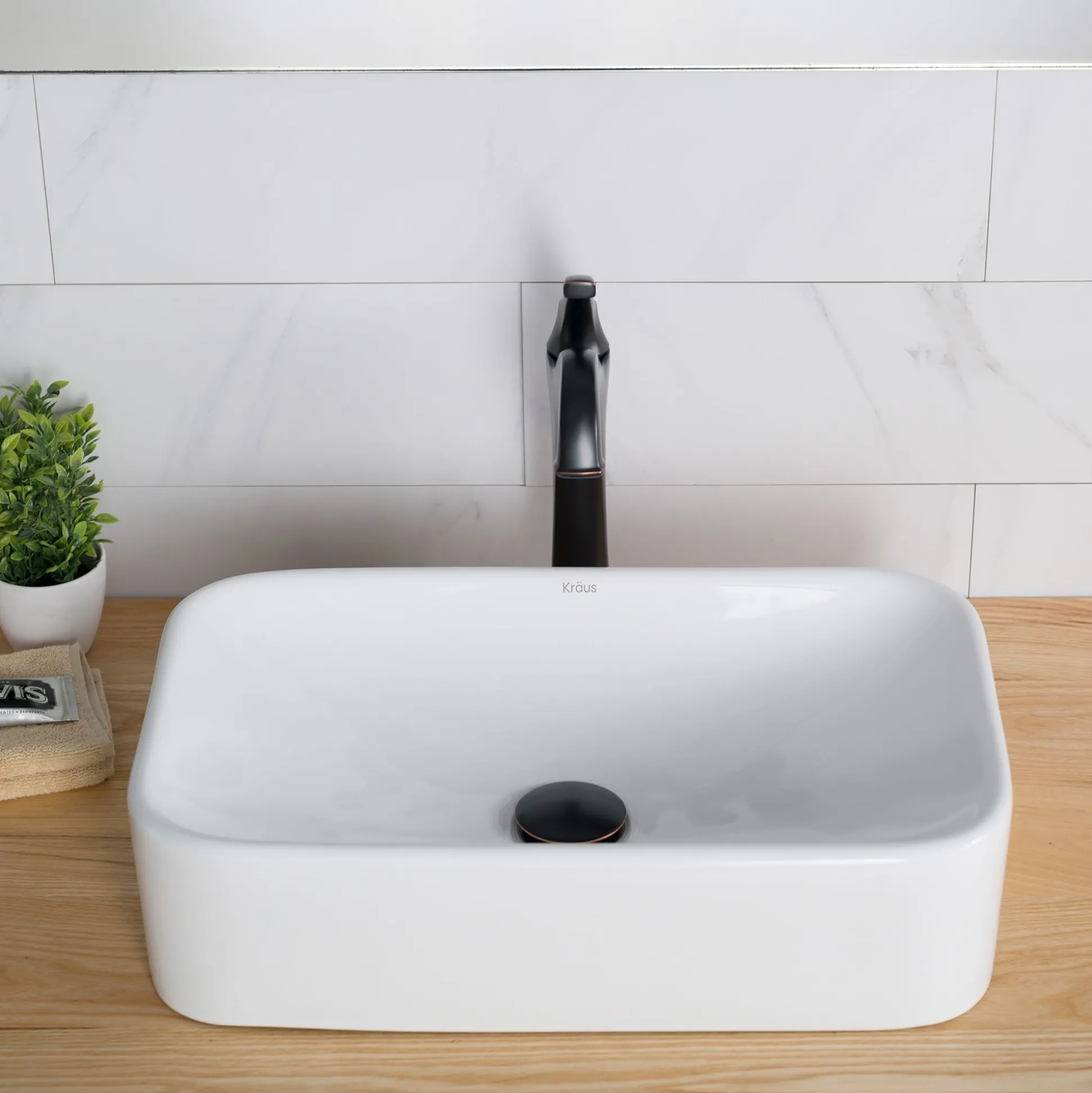 19" Rectangular Vessel Ceramic Bathroom Sink in White