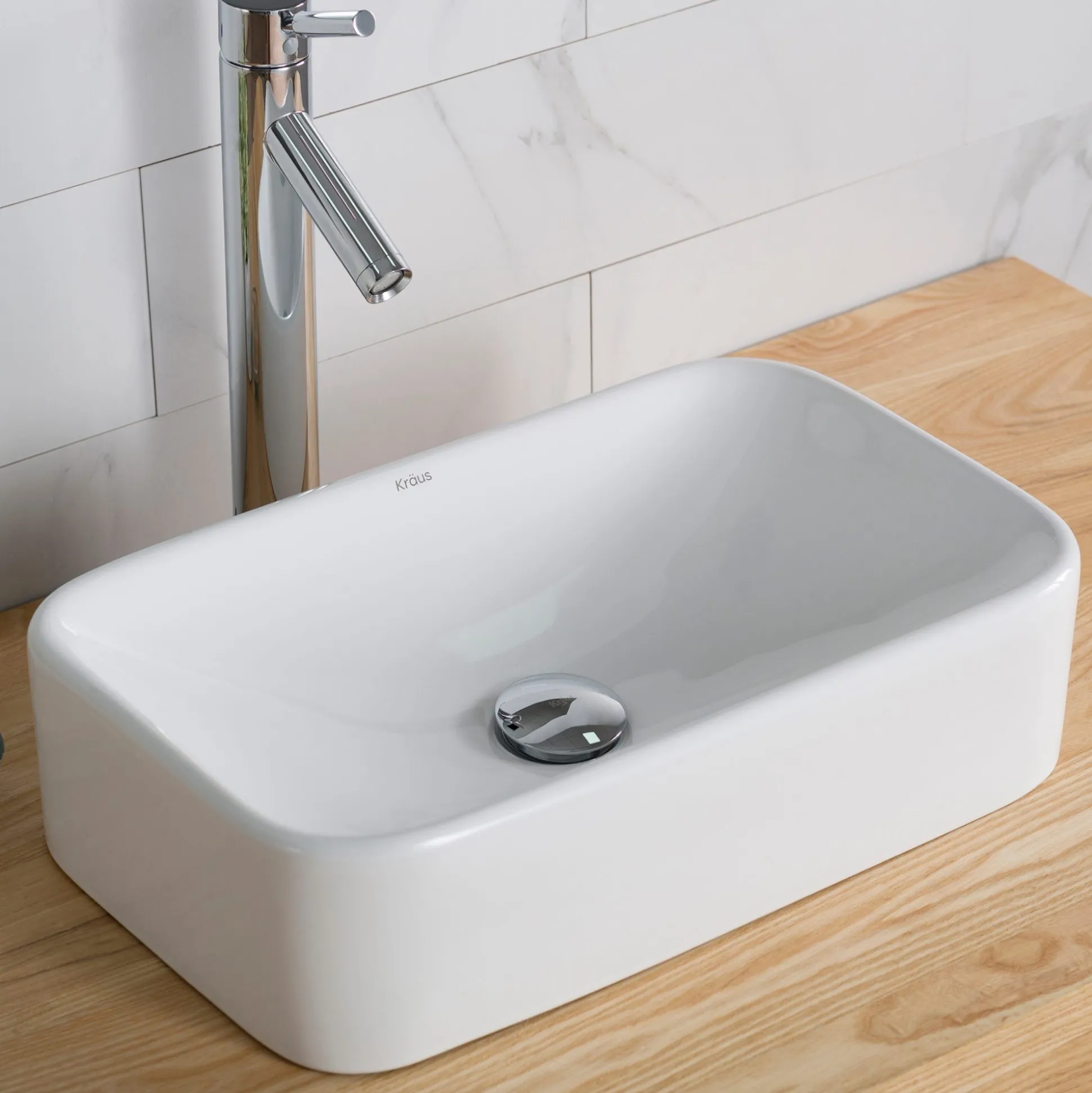 19" Rectangular Vessel Ceramic Bathroom Sink in White