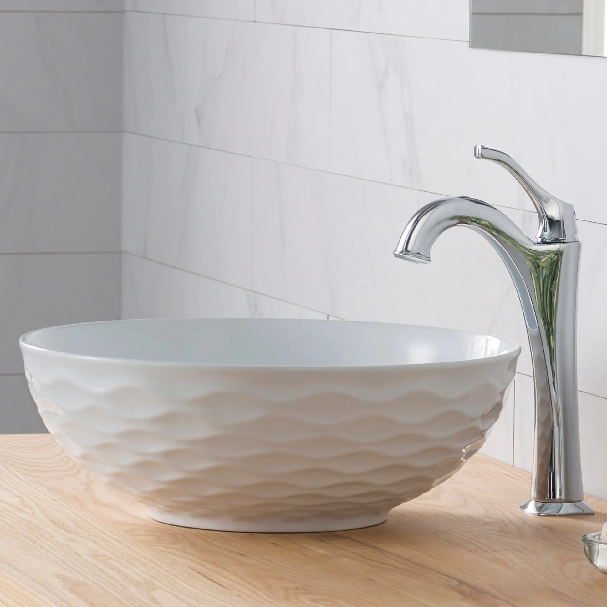 16 1/2" Round Vessel Ceramic Bathroom Sink in White