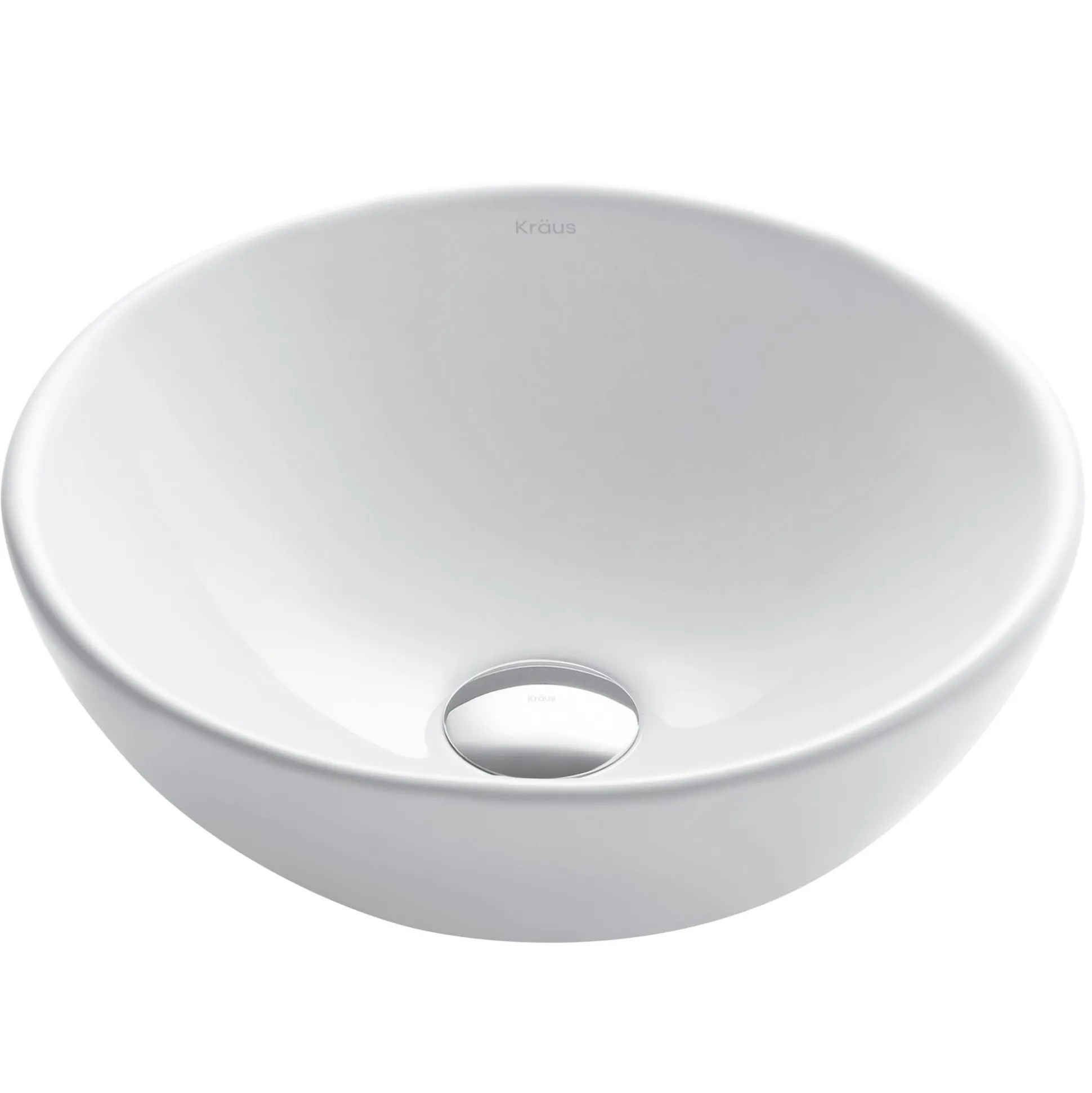 14" Round Vessel Ceramic Bathroom Sink in White