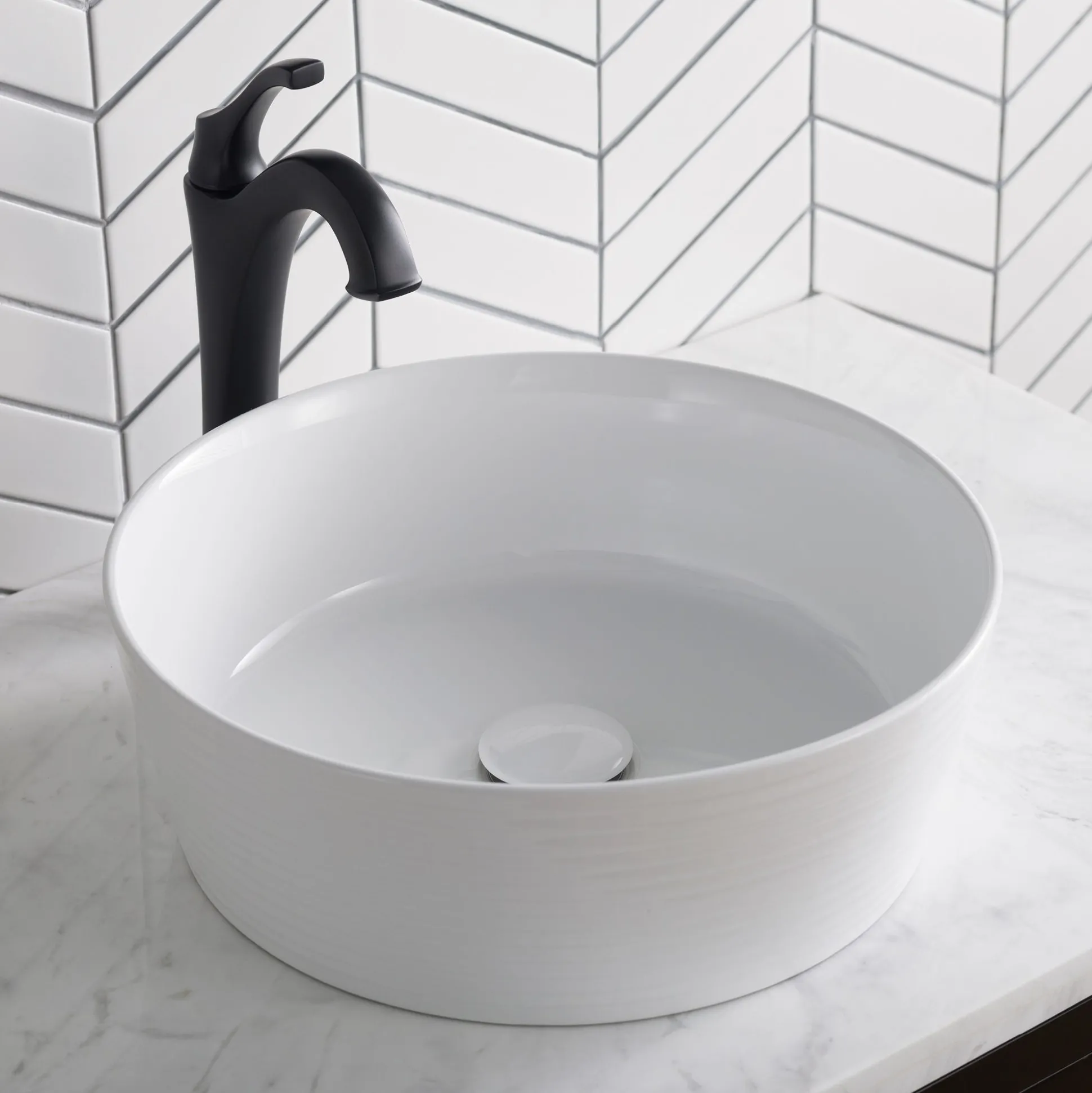 15 3/4" Round Vessel Ceramic Bathroom Sink in White