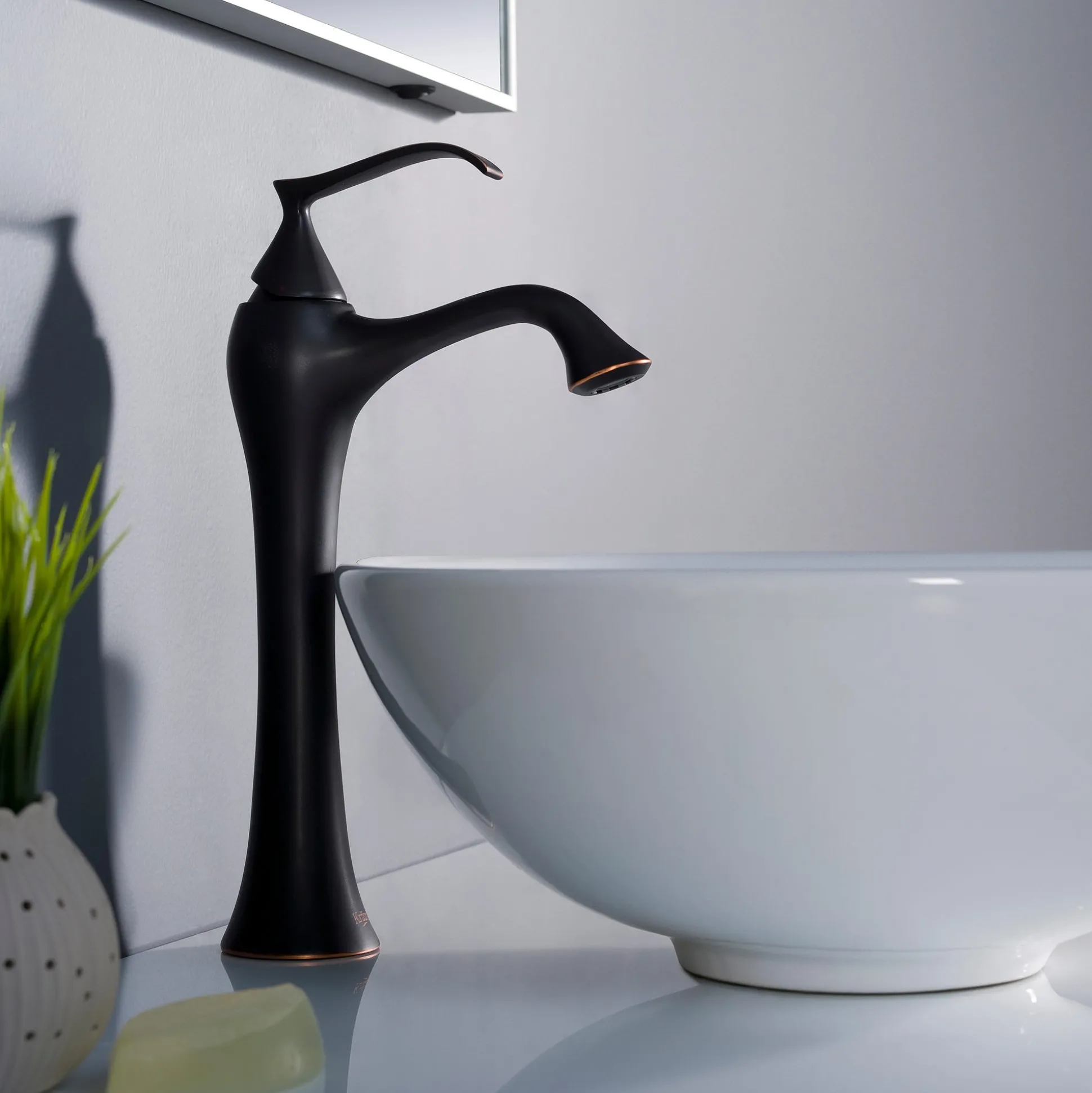 16" Round Vessel Ceramic Bathroom Sink in White with Pop-Up Drain in Oil Rubbed Bronze