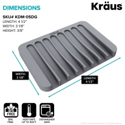 Self-Draining Silicone Dish Drying Mat or Trivet and Silicone Soap Dish / Sponge Holder for Bathroom or Kitchen Counter in Dark Grey