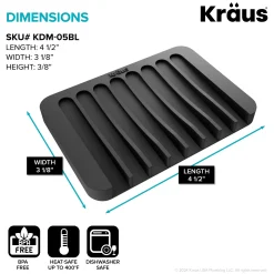 Self-Draining Silicone Dish Drying Mat or Trivet and Silicone Soap Dish / Sponge Holder for Bathroom or Kitchen Counter in Black