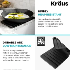 Self-Draining Silicone Dish Drying Mat or Trivet for Kitchen Counter in Dark Blue