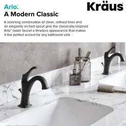 Single Handle Basin Bathroom Faucet with Lift Rod Drain and Deck Plate in Matte Black (2-Pack)