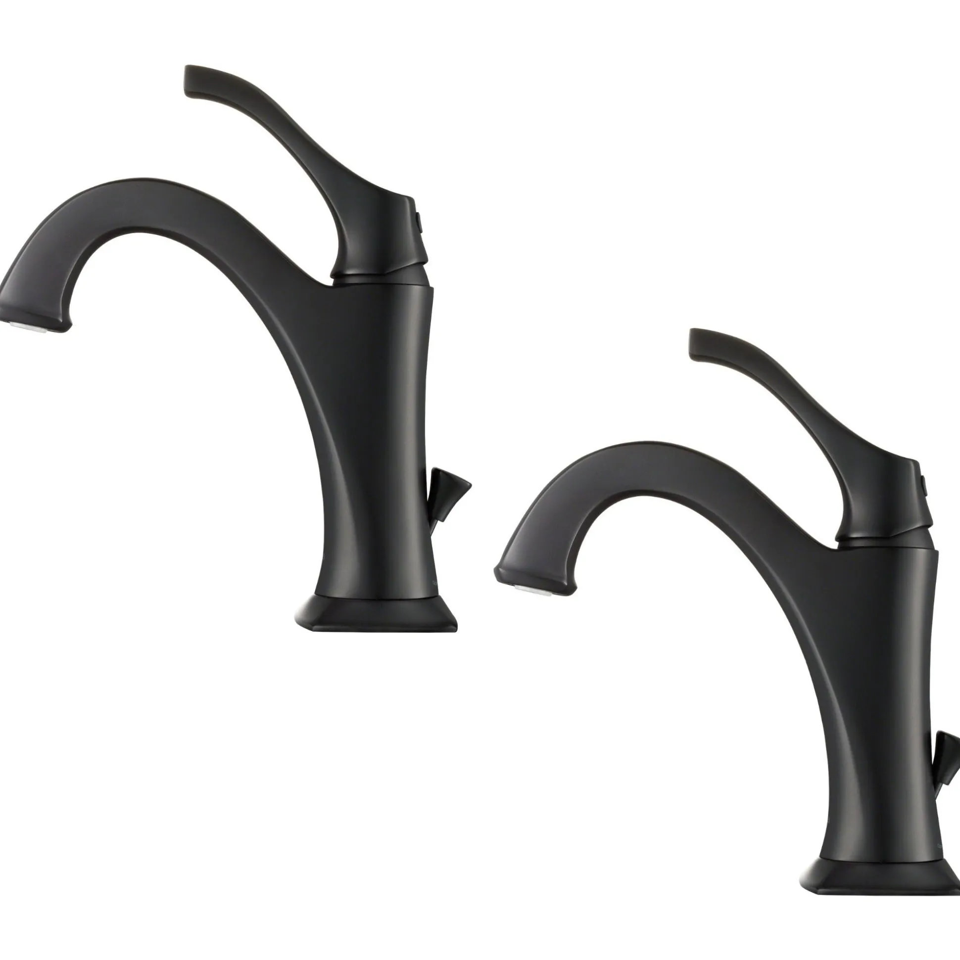 Single Handle Basin Bathroom Faucet with Lift Rod Drain and Deck Plate in Matte Black (2-Pack)