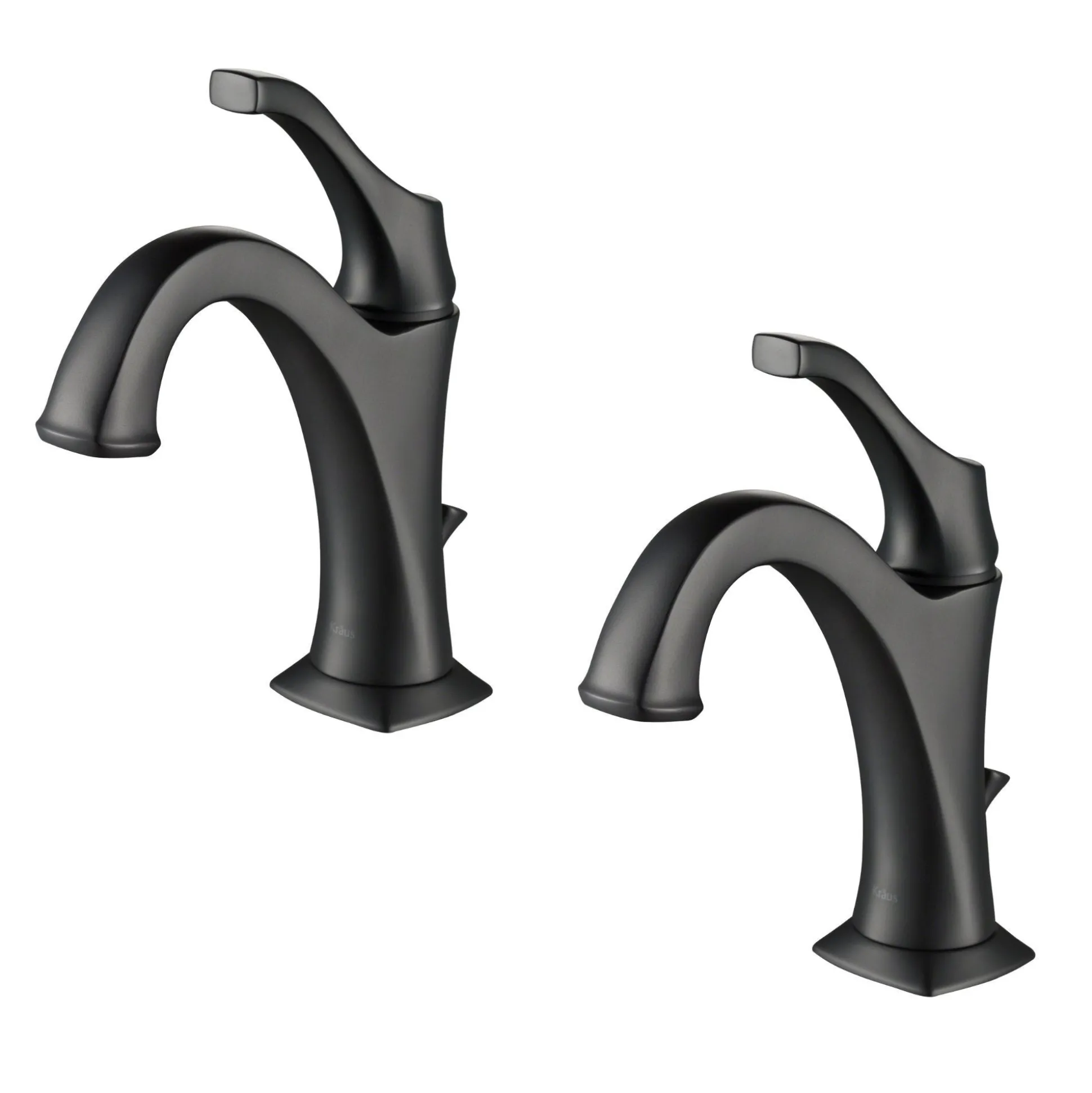 Single Handle Basin Bathroom Faucet with Lift Rod Drain and Deck Plate in Matte Black (2-Pack)