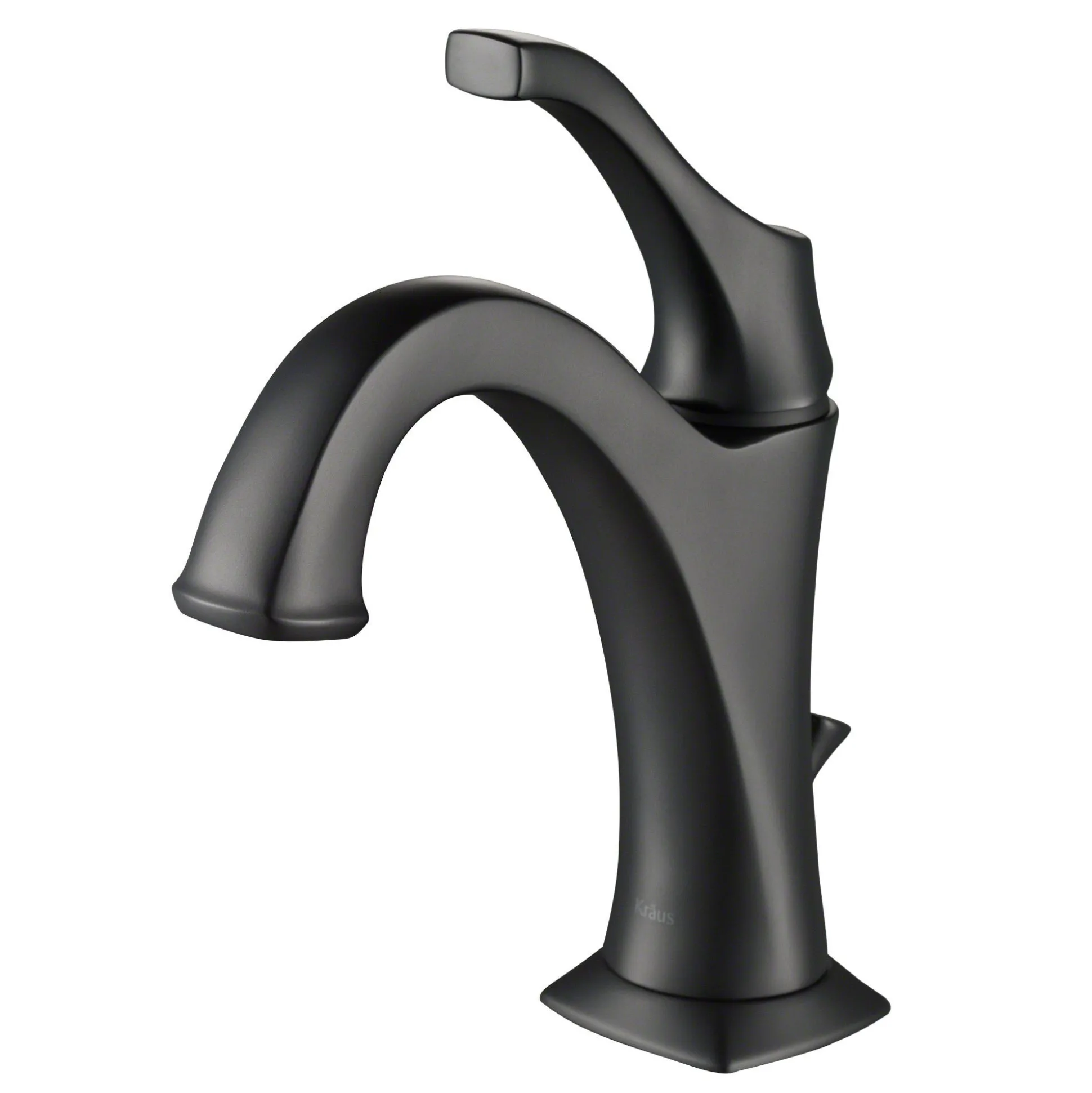 Single Handle Basin Bathroom Faucet with Lift Rod Drain and Deck Plate in Matte Black