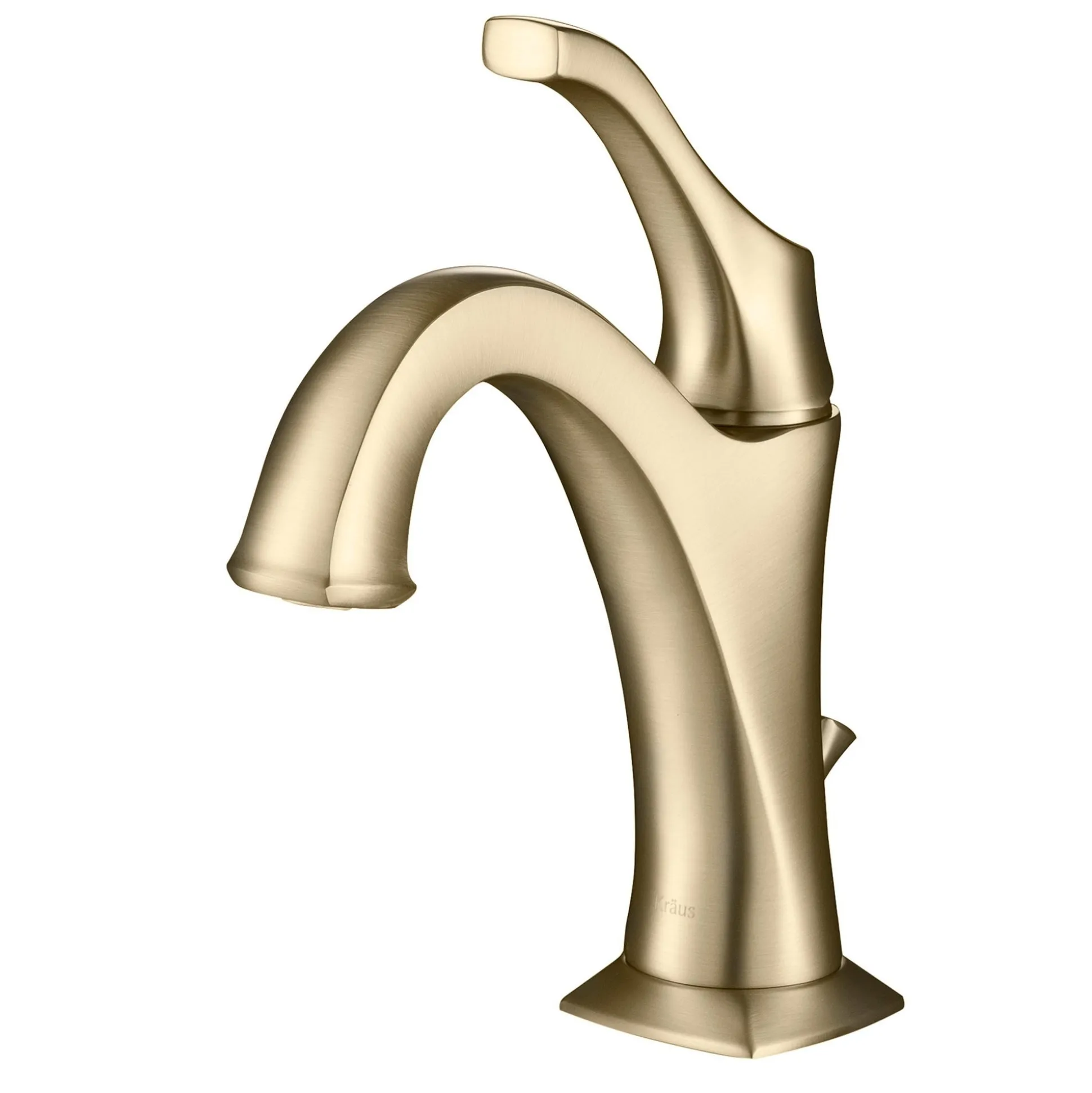 Single Handle Basin Bathroom Faucet with Lift Rod Drain and Deck Plate in Brushed Gold