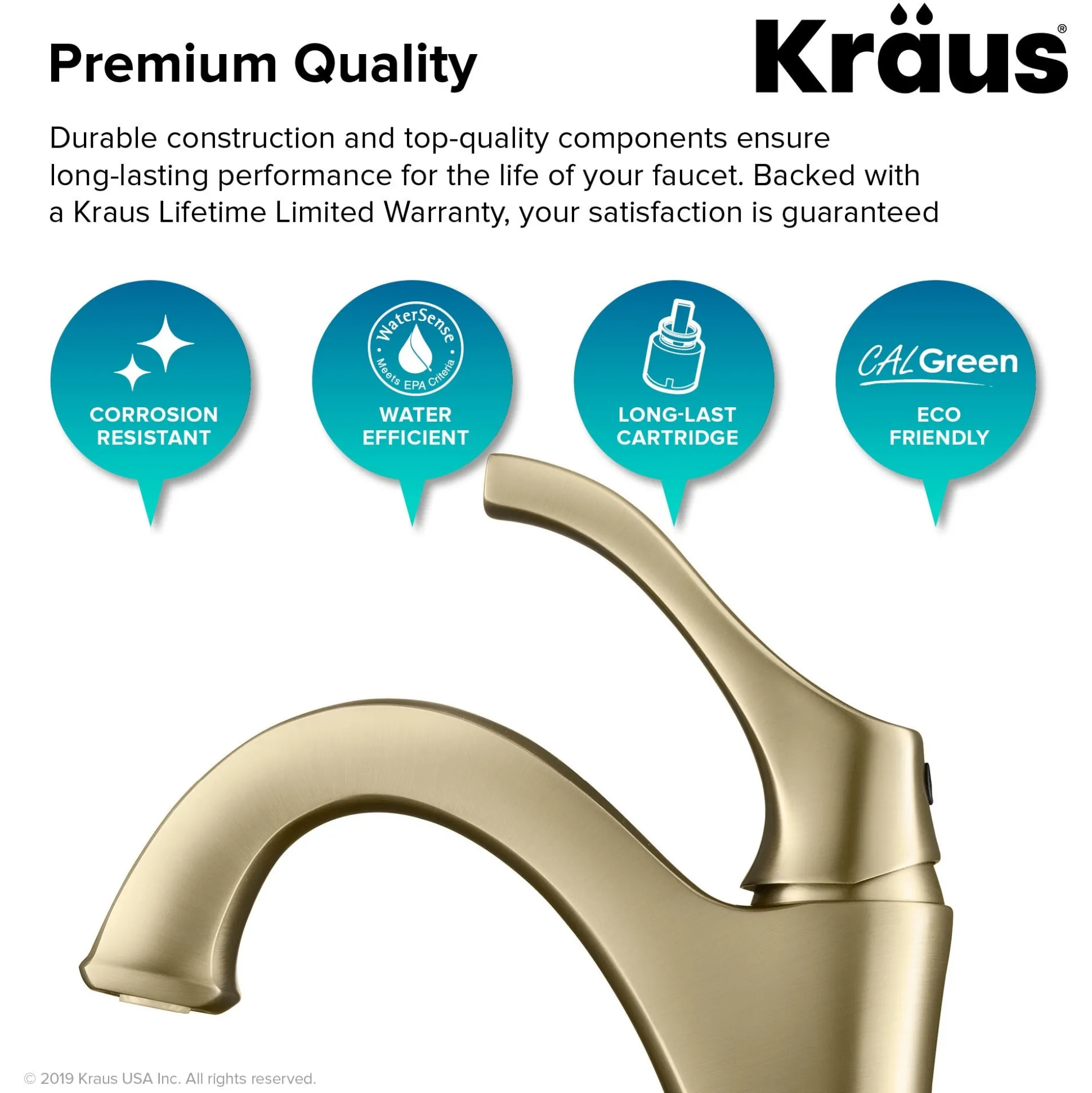 Single Handle Basin Bathroom Faucet with Lift Rod Drain and Deck Plate in Brushed Gold