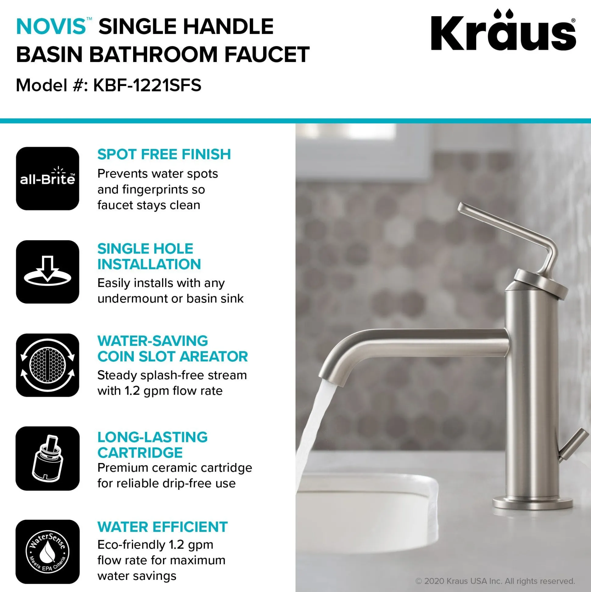 Single Handle Basin Bathroom Faucet with Lift Rod Drain in Spot Free Stainless Steel (2-Pack)
