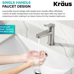 Single Handle Bathroom Faucet in Spot-Free Brushed Nickel with Pop Up Drain and Supply Lines