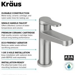 Single Handle Bathroom Faucet in Spot-Free Brushed Nickel with Pop Up Drain and Supply Lines