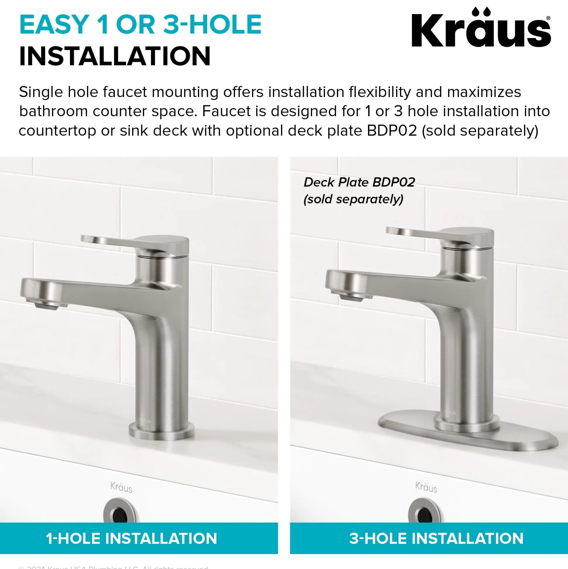 Single Handle Bathroom Faucet in Spot-Free Brushed Brass / Matte Black with Pop Up Drain and Supply Lines