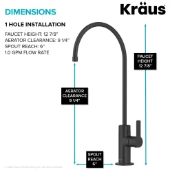 Single Handle Drinking Water Filter Faucet for Reverse Osmosis or Water Filtration System in Matte Black