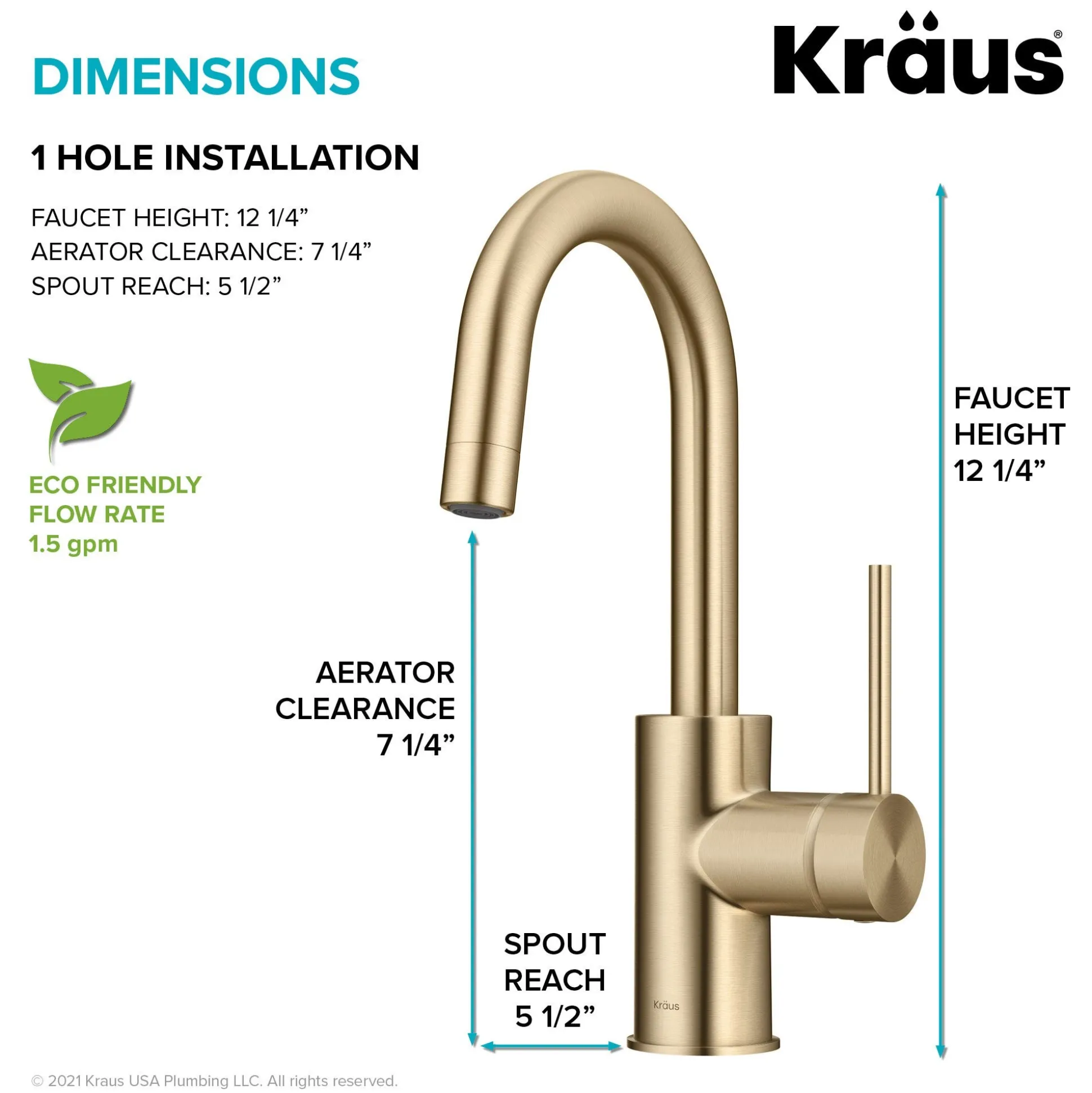 Single Handle Kitchen Bar Faucet with QuickDock Top Mount Installation Assembly in Spot Free Antique Champagne Bronze