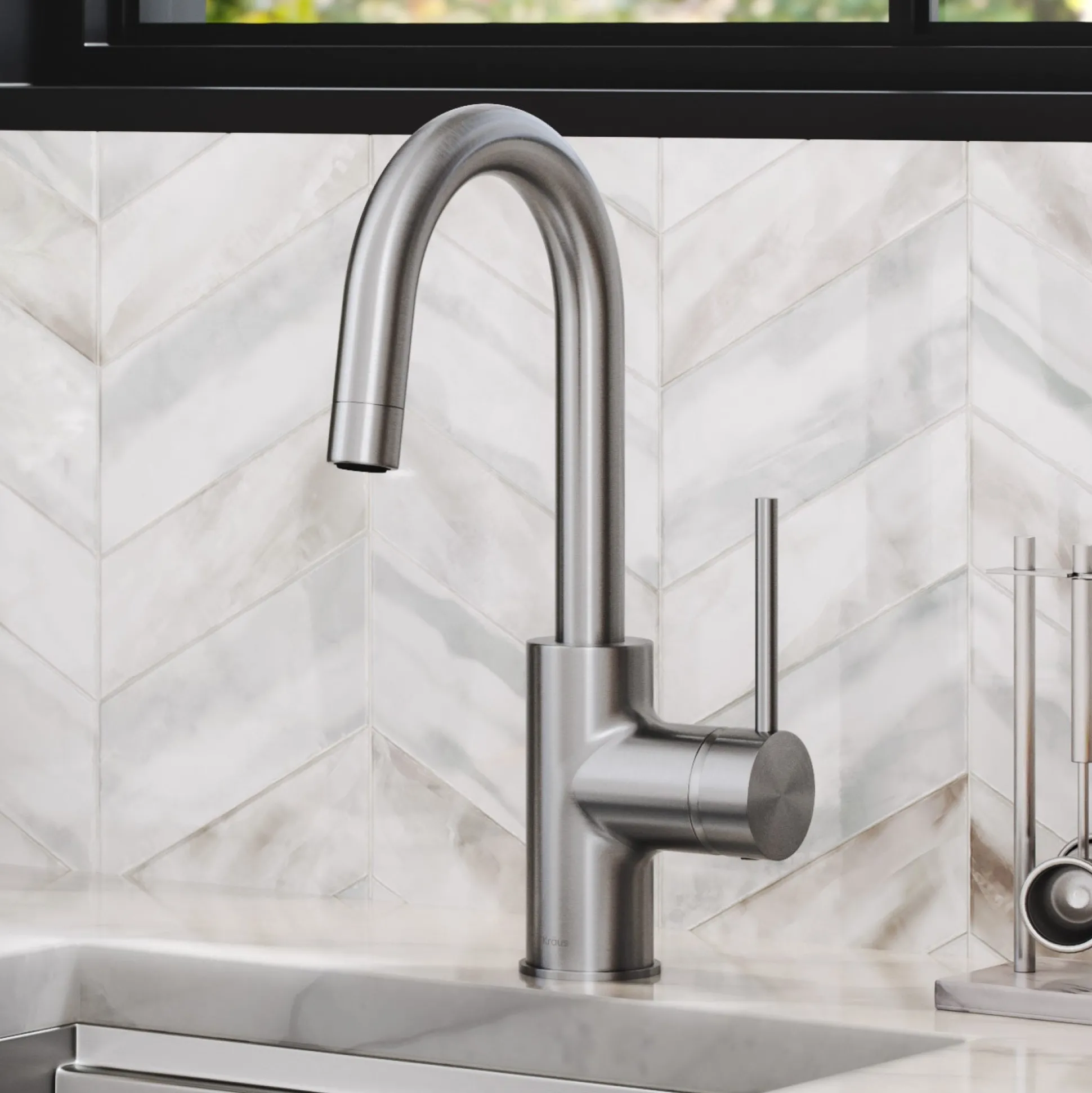 Single Handle Kitchen Bar Faucet with QuickDock Top Mount Installation Assembly in Spot Free Stainless Steel