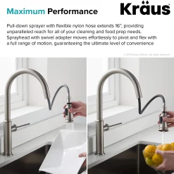 Single Handle Pull Down Kitchen Faucet with Deck Plate and Soap Dispenser in all-Brite Spot Free Stainless Steel