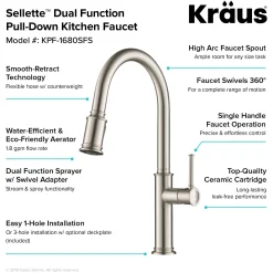 Single Handle Pull Down Kitchen Faucet with Deck Plate and Soap Dispenser in all-Brite Spot Free Stainless Steel