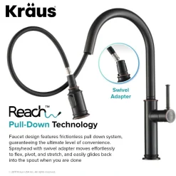 Single Handle Pull Down Kitchen Faucet with Deck Plate and Soap Dispenser in Oil Rubbed Bronze
