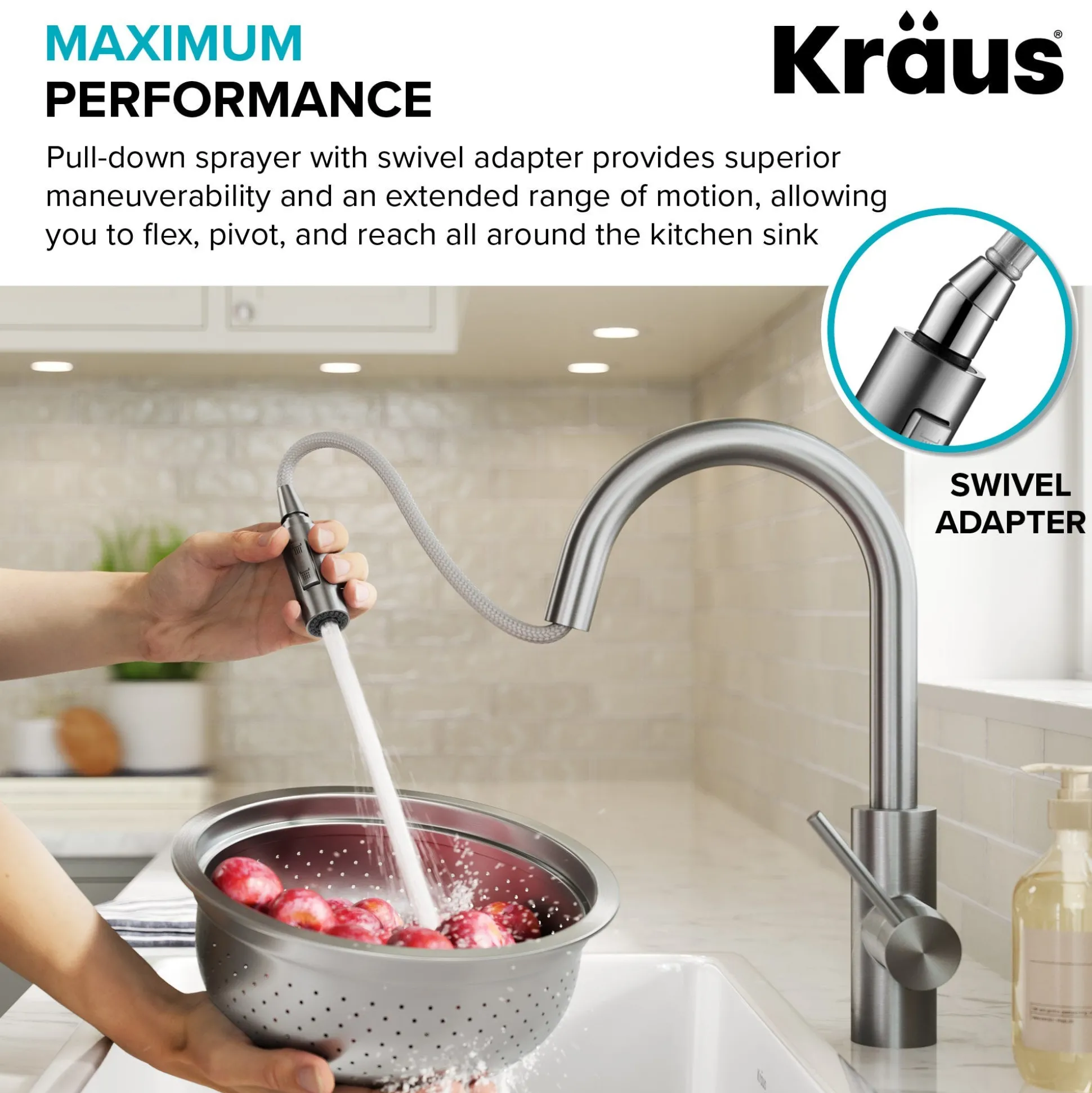 Single Handle Pull Down Kitchen Faucet with QuickDock Top Mount Installation Assembly in Chrome