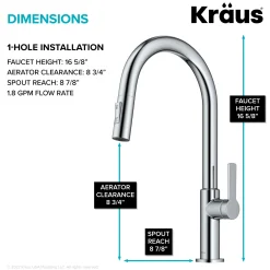 Single Handle Pull Down Kitchen Faucet in Chrome