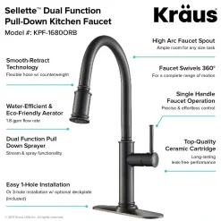 Single Handle Pull-Down Kitchen Faucet in Oil Rubbed Bronze