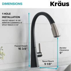 Single Handle Pull-Down Kitchen Faucet in Spot Free Stainless Steel/Matte Black