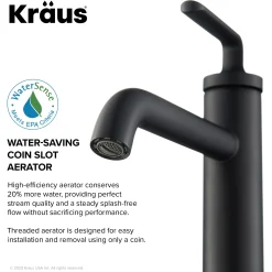 Single Handle Vessel Bathroom Faucet with Pop-Up Drain in Matte Black