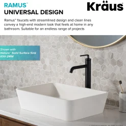 Single Handle Vessel Bathroom Faucet with Pop-Up Drain in Matte Black