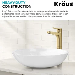 Single Handle Vessel Bathroom Faucet in Spot-Free Brushed Brass with Pop Up Drain and Supply Lines