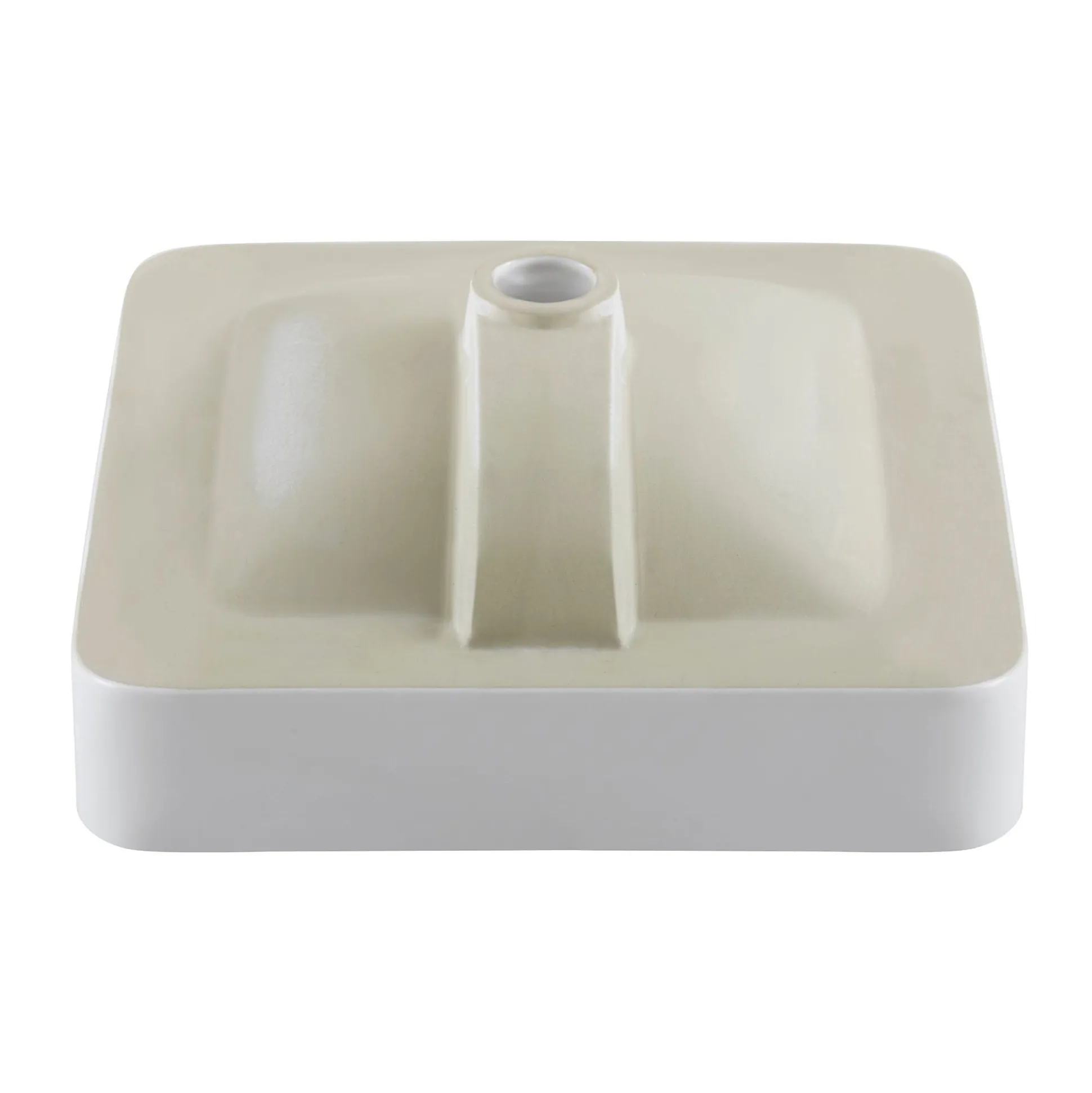16 1/2" Square Semi-Recessed Ceramic Bathroom Sink in White with Pop-Up Drain in Chrome