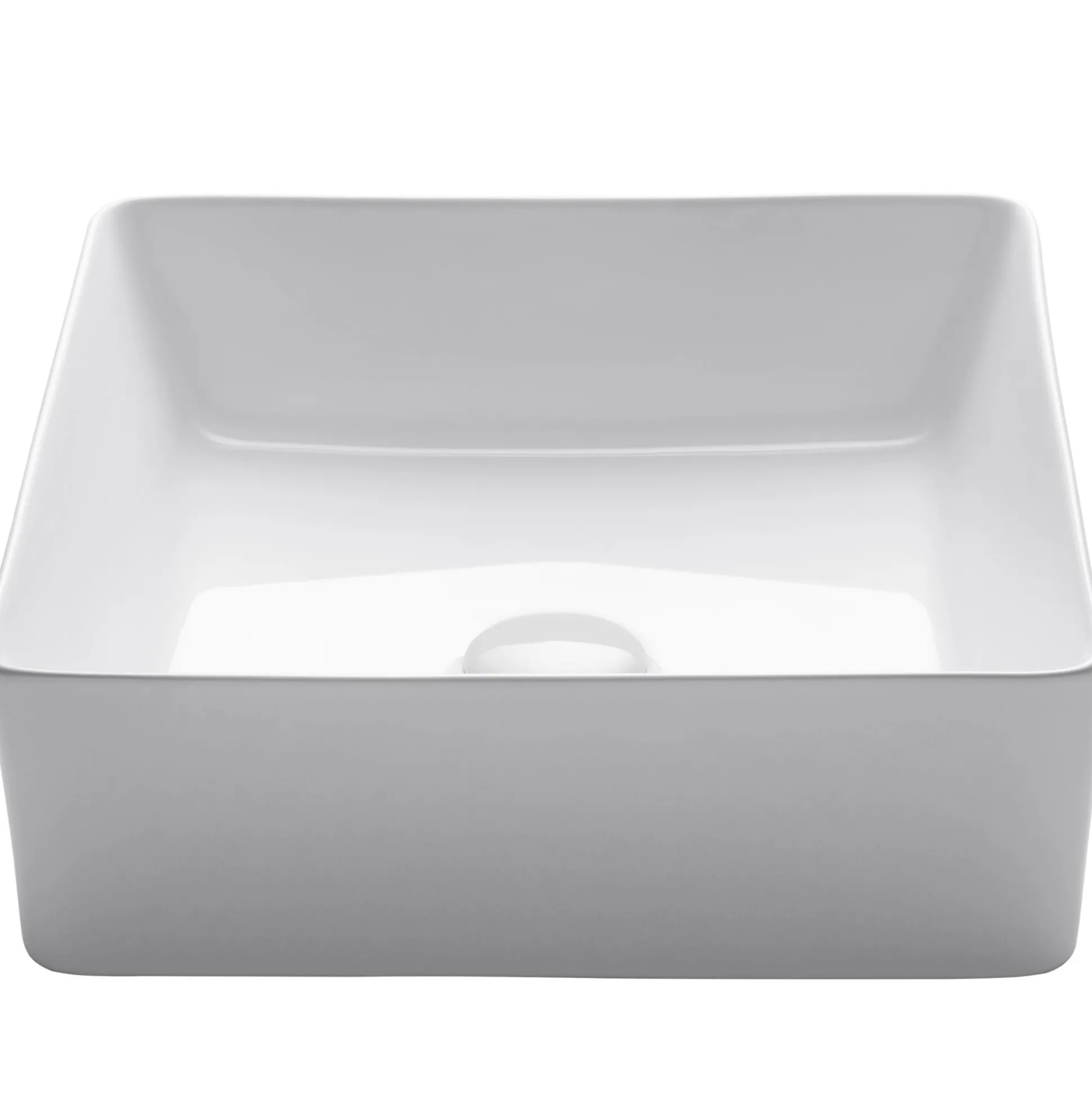 15 5/8" Square Vessel Ceramic Bathroom Sink in White