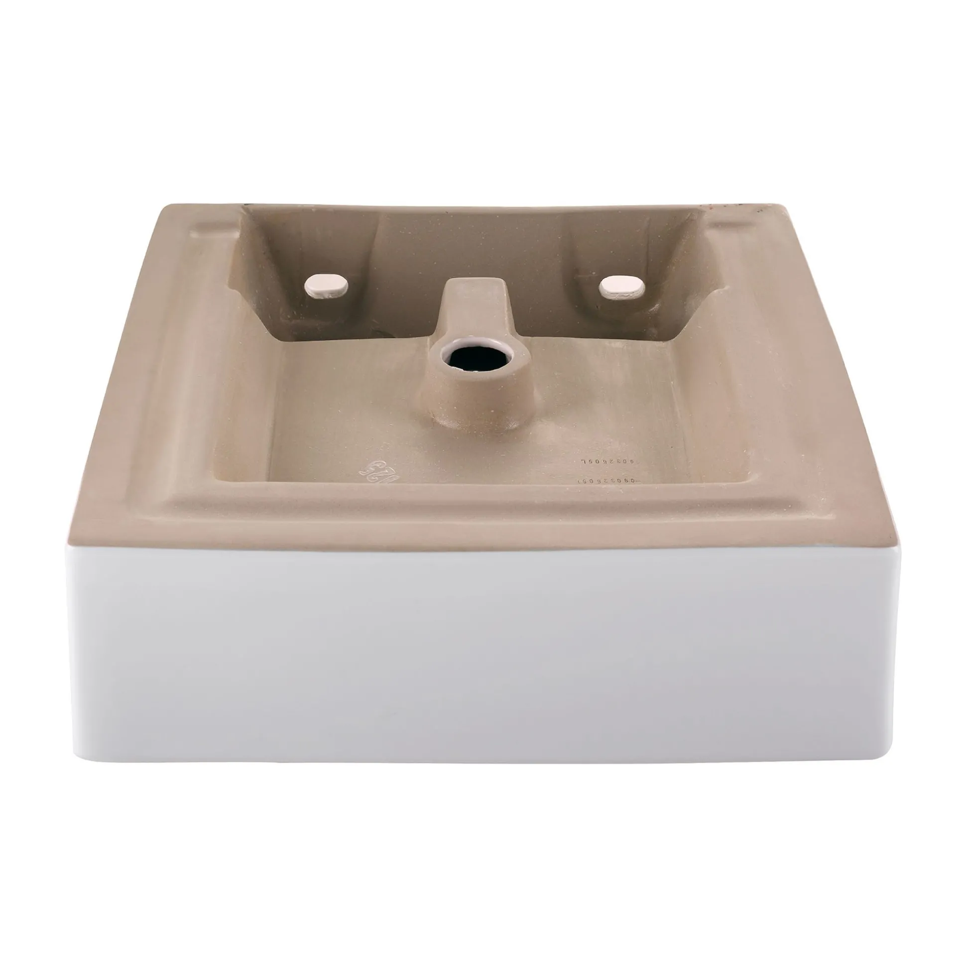 18 1/2" Square Vessel Ceramic Bathroom Sink in White with Pop-Up Drain in Satin Nickel
