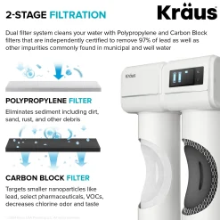 2-Stage Under-Sink Filtration System with Single Handle Drinking Water Filter Faucet in Matte Black