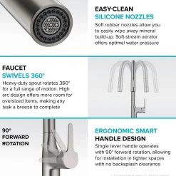 Tall Modern Single-HandleTouch KitchenSink Faucet with Pull Down Sprayer inSpot Free Stainless Steel