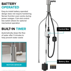 Touchless Sensor Commercial Style 2-Function Single Handle Pull-Down Kitchen Faucet in Spot-Free Stainless Steel / Matte Black