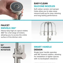 Touchless Sensor Commercial Single Handle Pull Down Kitchen Faucet in Spot Free Antique Champagne Bronze