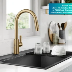 Touchless Sensor Pull-Down Single Handle Kitchen Faucet in Brushed Brass