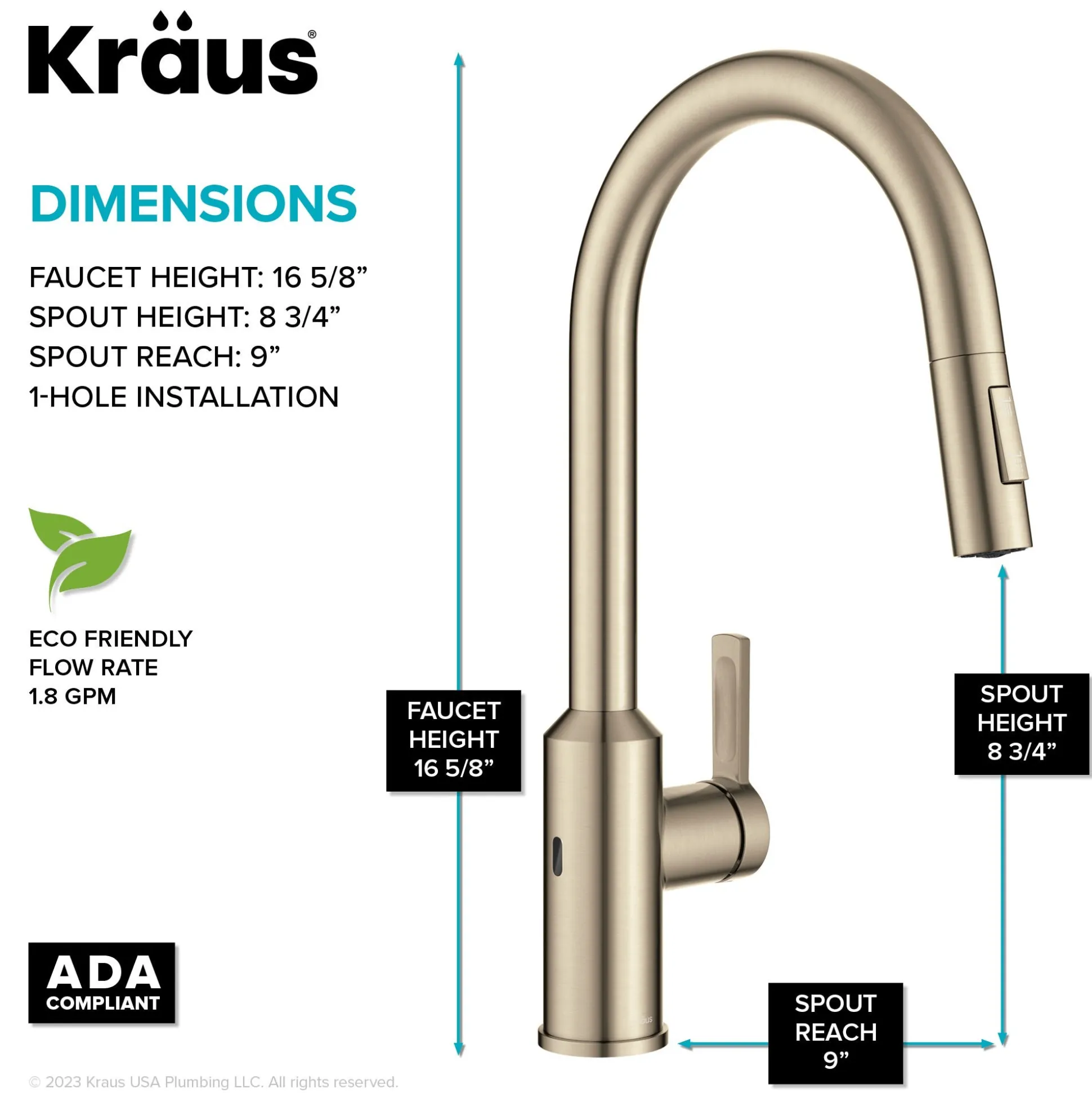 Touchless Sensor Pull-Down Single Handle Kitchen Faucet in Spot-Free Antique Champagne Bronze