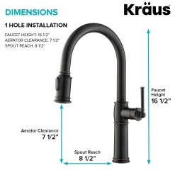 Traditional Single Handle Pull-Down Kitchen Faucet in Oil Rubbed Bronze