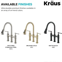 Transitional Bridge Kitchen Faucet with Pull-Down Sprayhead in Matte Black
