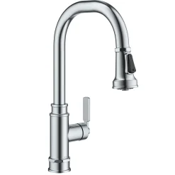 Transitional Industrial Pull-Down Single Handle Kitchen Faucet in Chrome