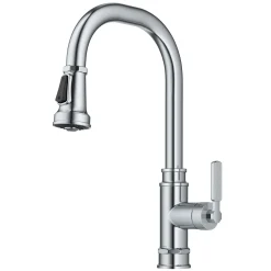 Transitional Industrial Pull-Down Single Handle Kitchen Faucet in Chrome