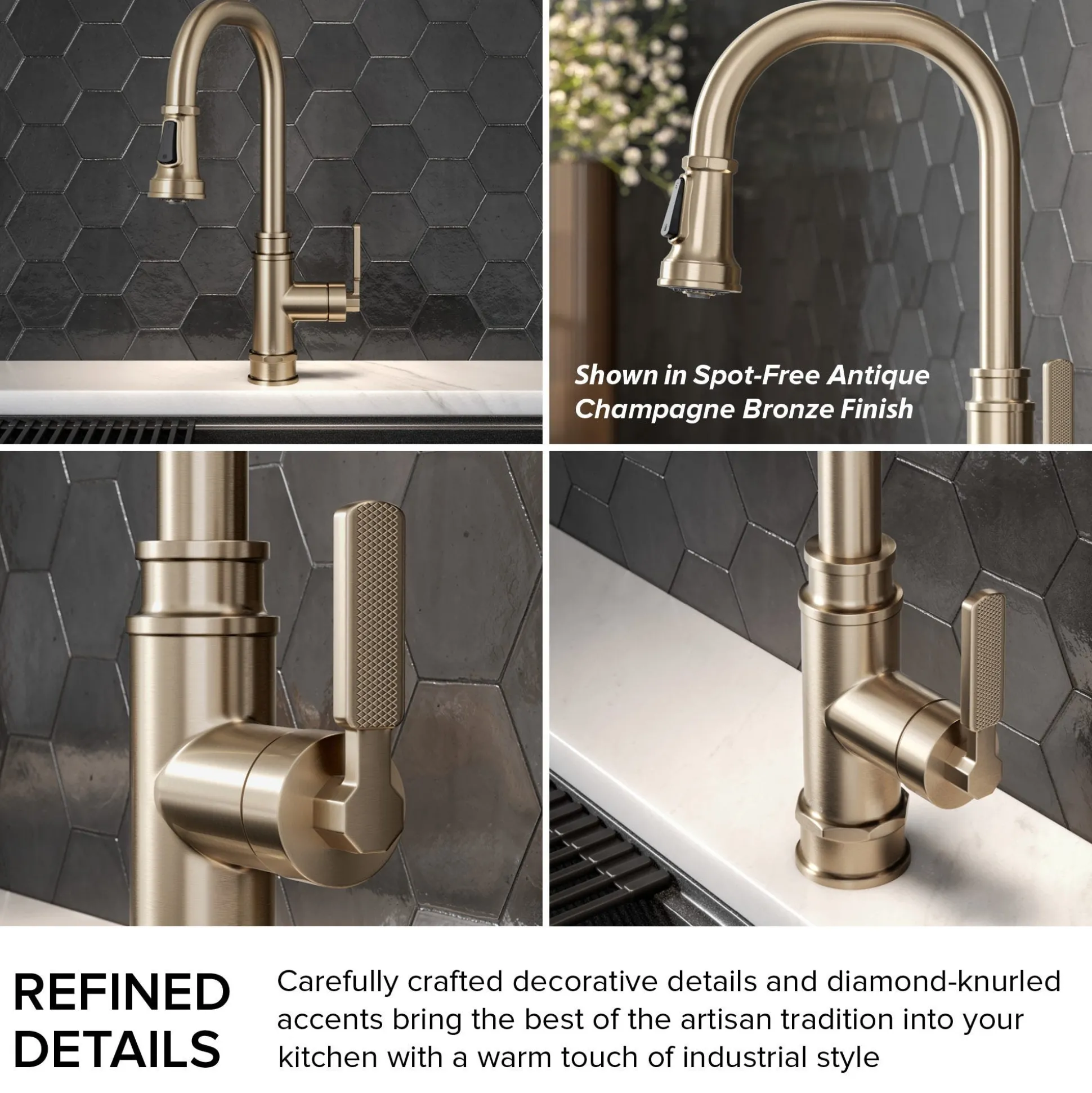 Transitional Industrial Pull-Down Single Handle Kitchen Faucet in Matte Black