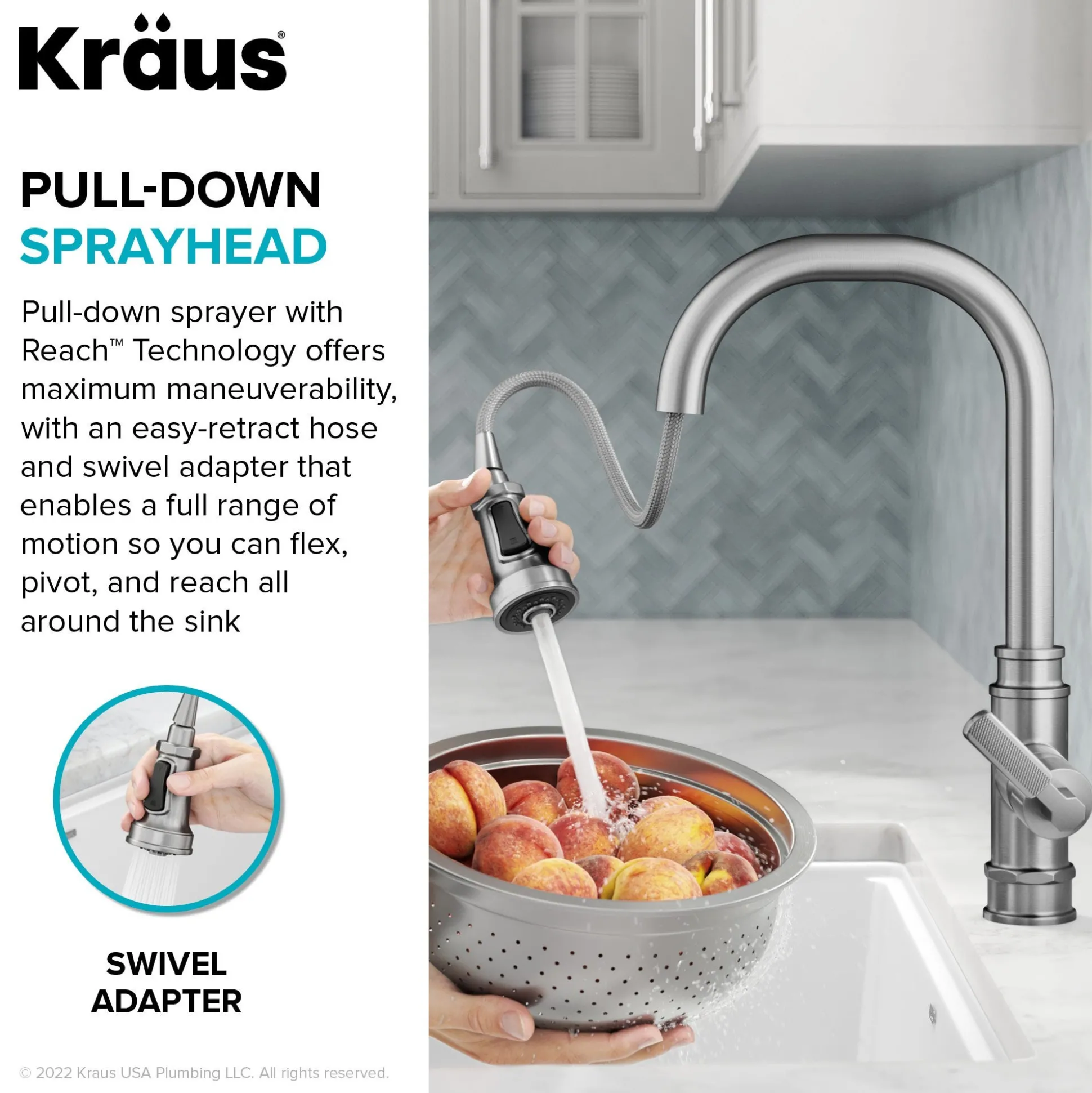 Transitional Industrial Pull-Down Single Handle Kitchen Faucet in Matte Black