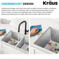 32" Undermount 60/40 Double Bowl 16 Gauge Stainless Steel Kitchen Sink