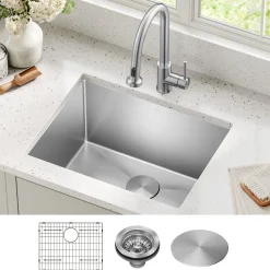 24" Undermount 16 Gauge Stainless Steel Single Bowl Laundry Utility Sink
